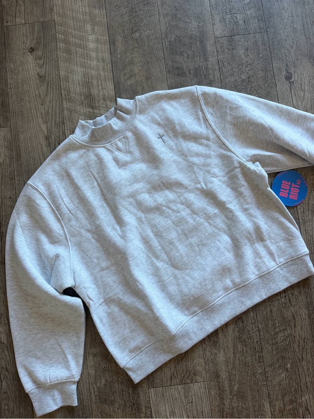 Gray mock neck sweater w/ cross detail